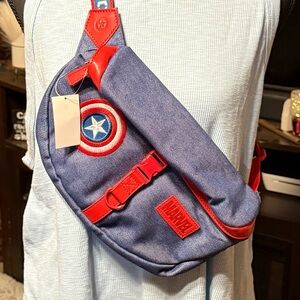 Marvel Blue and Red Belt Bag with Captain America Design